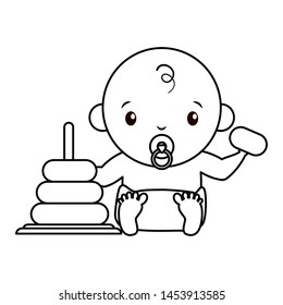 boy with toy on white background baby shower vector illustration