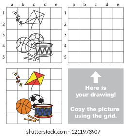 Boy toys, the educational game with simple game level. Copy the picture.