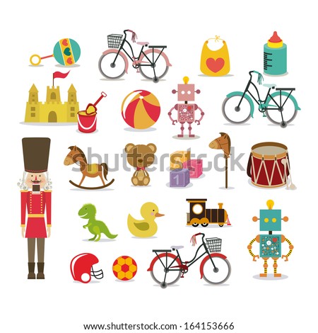 boy toys over white background vector illustration