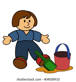 Boy and toys. Vector illustration