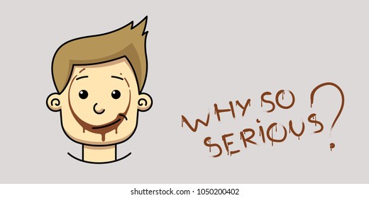 boy with trace of cocoa on his lips and inscription "Why so serious?". Creative Cocoa Advertising