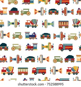 Boy transportations toys seamless pattern