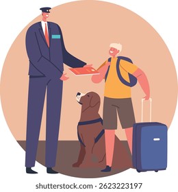 Boy traveling abroad with dog
