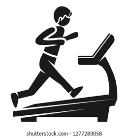 Boy at treadmill icon. Simple illustration of boy at treadmill vector icon for web design isolated on white background