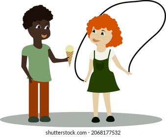 boy treat ice cream redhead girl 