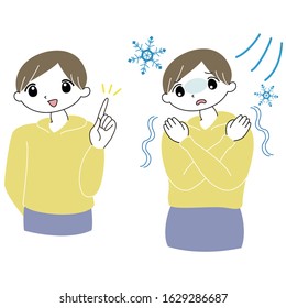 A boy trembling with chills