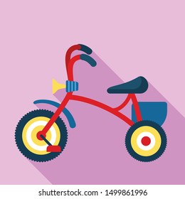 Boy tricycle icon. Flat illustration of boy tricycle vector icon for web design