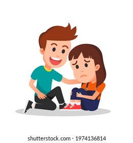 Boy Tries Comfort His Sad Friend Stock Vector (royalty Free) 1974136814 