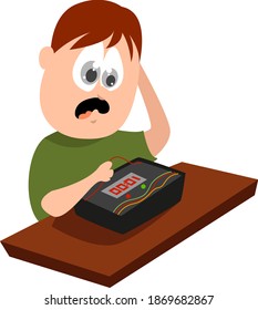 Niño en problemas, ilustración, vector sobre fondo blanco.