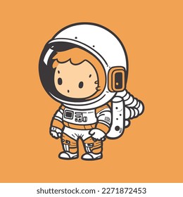 a boy trying to become an astronaut. flat design.