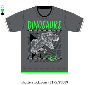 Boy t-shirt design dinosaur vector illustration. Slogan, print, kids.