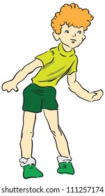 A boy in a T-shirt and shorts. Vector illustration.