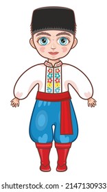 Boy in Ukrainian traditional costumes. Boy from Ukraine blue and yellow 