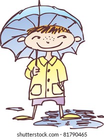 boy under an umbrella