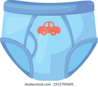 Boy underpants with red car icon. Funny kid underwear isolated on white background