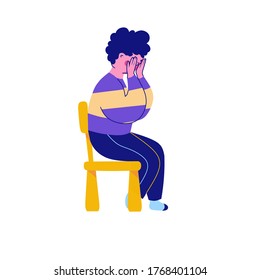 Niño disgustado, ilustración vectorial de dibujos planos. Ilustración de caracteres vectoriales planos