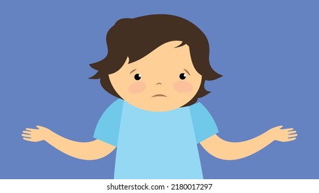 The boy is upset and spread his arms