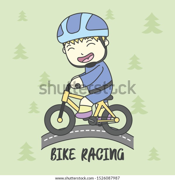 Boy\
use safety riding for ride bike vector\
illustration.