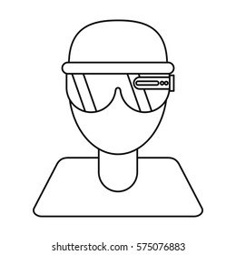 boy user vr glasses smart technology thin line