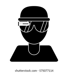 boy user vr glasses smart technology pictogram