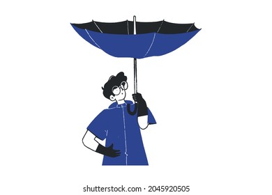 Niño usando paraguas rotos en días de lluvia
