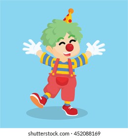 Boy using clown costume