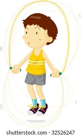 Boy Using Jump Rope To Train