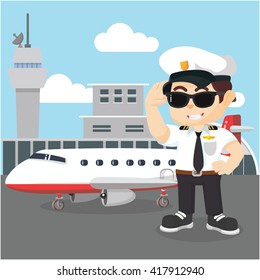 Boy using pilot costume illustration