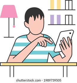 Boy using social media in tablet