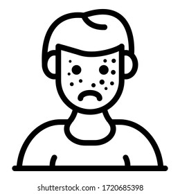 Icono de varicela. Icono de vector varicela de esquema para diseño web aislado en fondo blanco