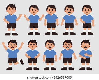 Boy with Various Facial Expressions and Poses