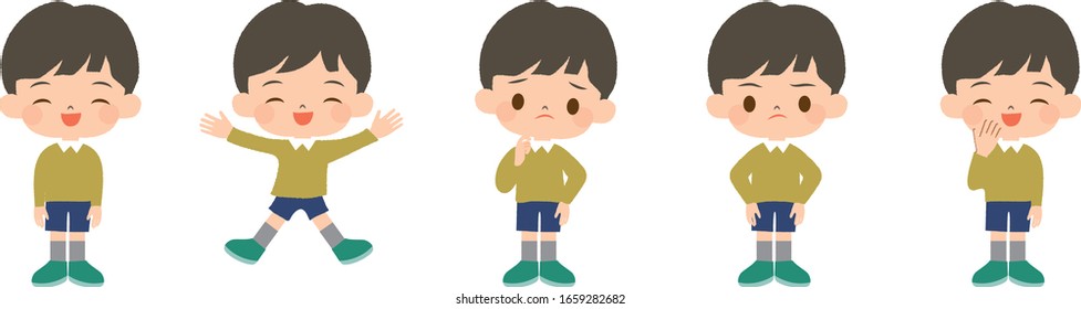 Boy with various poses and facial expressions