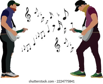 boy in various positions plays guitar