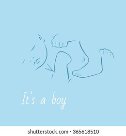 it's a boy, vector  baby, with text, newborn sleeps
