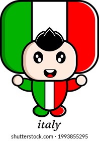 boy vector cartoon character wearing country flag