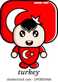 Junge Vektorgrafik-Charakter mit Landesflagge