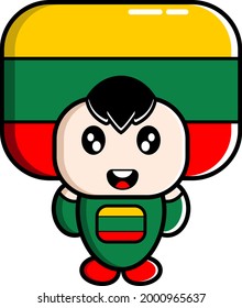 boy vector cartoon character wearing country flag