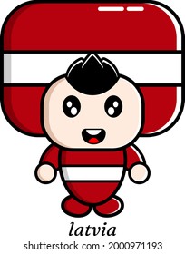 boy vector cartoon character wearing country flag