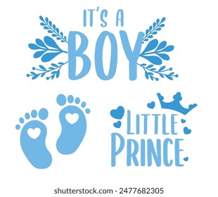 It's a Boy vector cute illustration for a baby gender annoucement set 