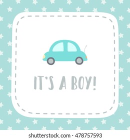 It's A Boy. Vector Hand Drawn Giftcard Template