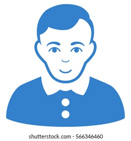 Boy vector icon. Flat cobalt symbol. Pictogram is isolated on a white background. Designed for web and software interfaces.