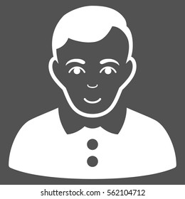 Boy vector icon. Flat white symbol. Pictogram is isolated on a gray background. Designed for web and software interfaces.