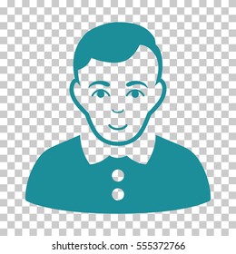 Boy vector icon. Illustration style is flat iconic soft blue symbol on a chess transparent background.