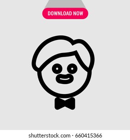 Boy vector icon, The lad with the bow-tie symbol. Simple, modern flat vector illustration for mobile app, website or desktop app  