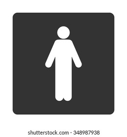Boy vector icon. Style is flat rounded square button, white and gray colors, white background.