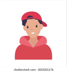 Boy vector illustration. Avatar for social network.  Joyful smiling boy illustration. Boy illustration isolated on white background.