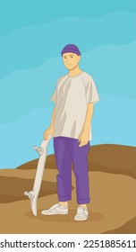 Boy vector illustration flat design skater 