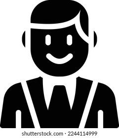 Junge Vektorgrafik auf transparentem Hintergrund. Hochwertige Symbole. Glyphen Vektorsymbole für Konzept und Grafikdesign. 
