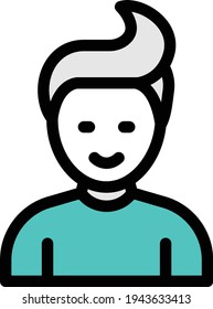 boy vector line colour icon