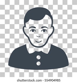 Boy vector pictograph. Illustration style is flat iconic smooth blue symbol on a chess transparent background.
